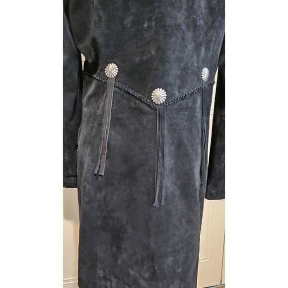 Vintage suede 3/4 Penny Lane jacket fur collar wester concho fringe Made In USA - Picture 4 of 10